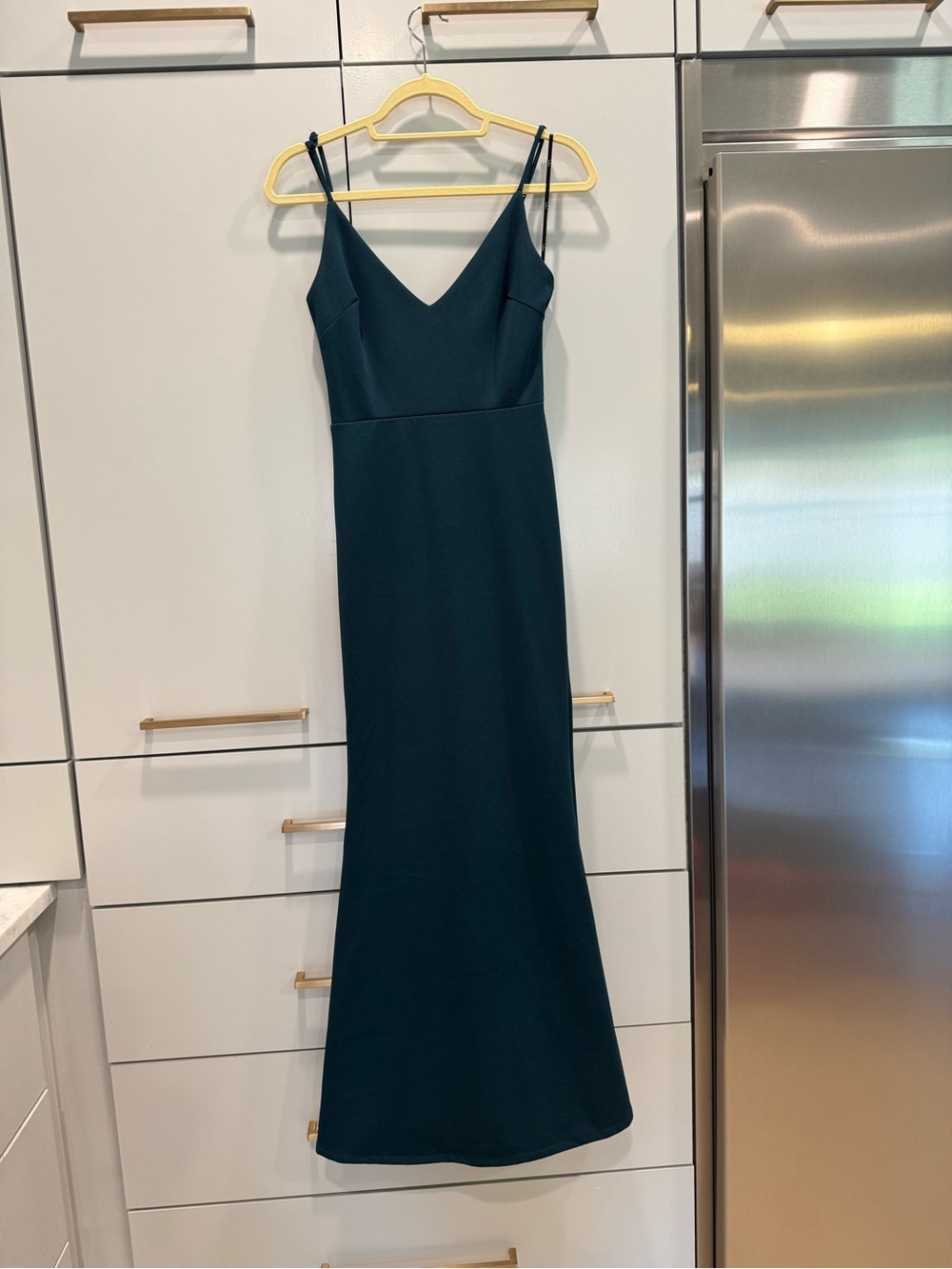 Lulu's Deep Teal V-Neck Spaghetti Strap Maxi Dress